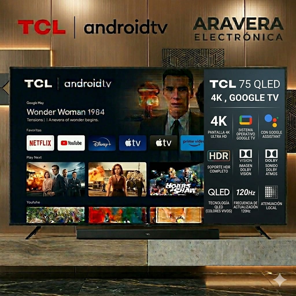 TV QLED TCL 75" C655 GOOGLE 4K UHD SMART