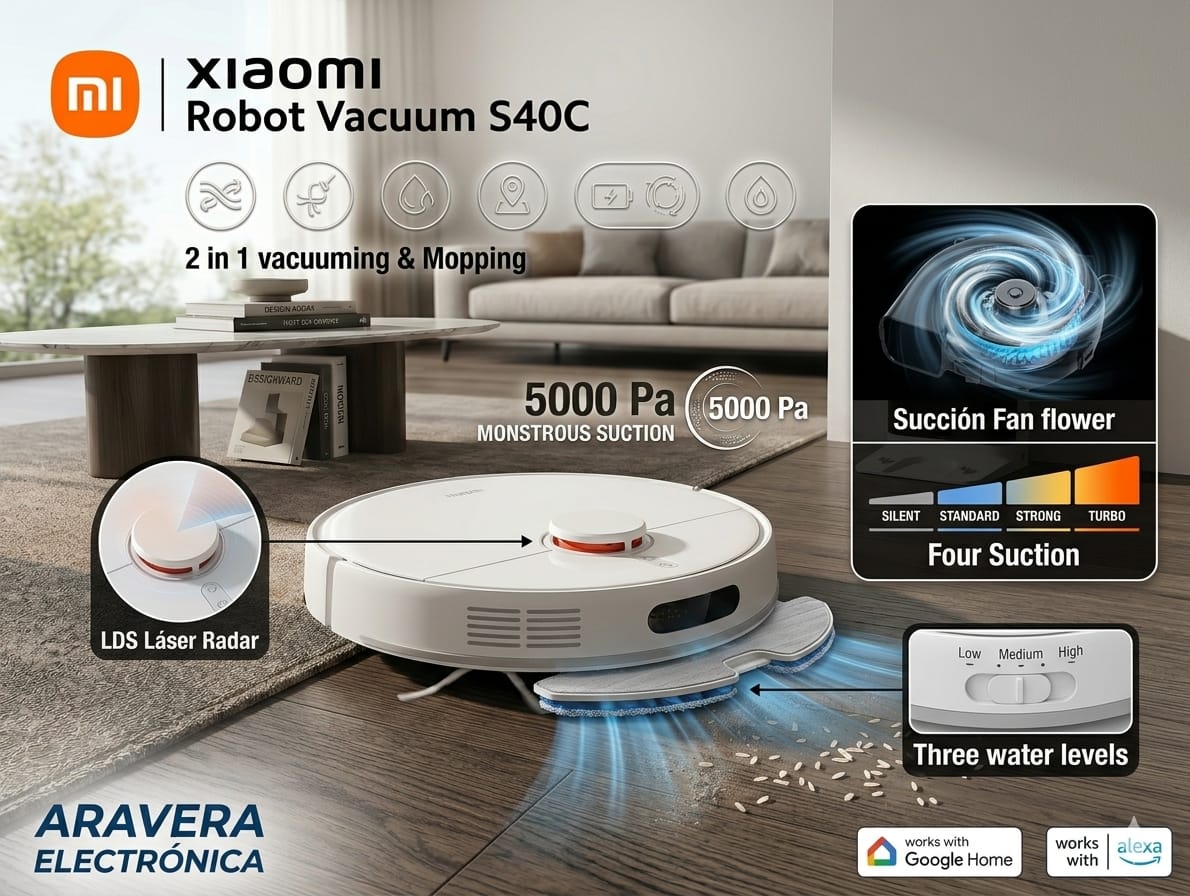 ASPIRADORA XIAOMI ROBOT VACUUM S40C ALEXA A WIFI