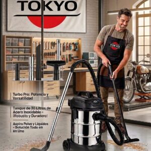 ASPIRADORA TOKYO 30 LTS TURBO30 1600W AGUA Y POLVO