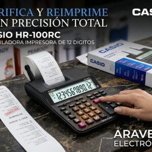 CALCULADORA CASIO HR-100RC 12 DIGITOS NEGRO