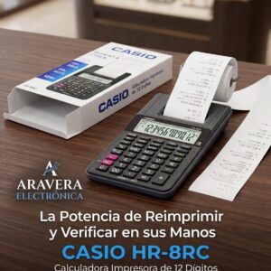 CALCULADORA CASIO HR-8RC-BK 12 DIGITOS NEGRO