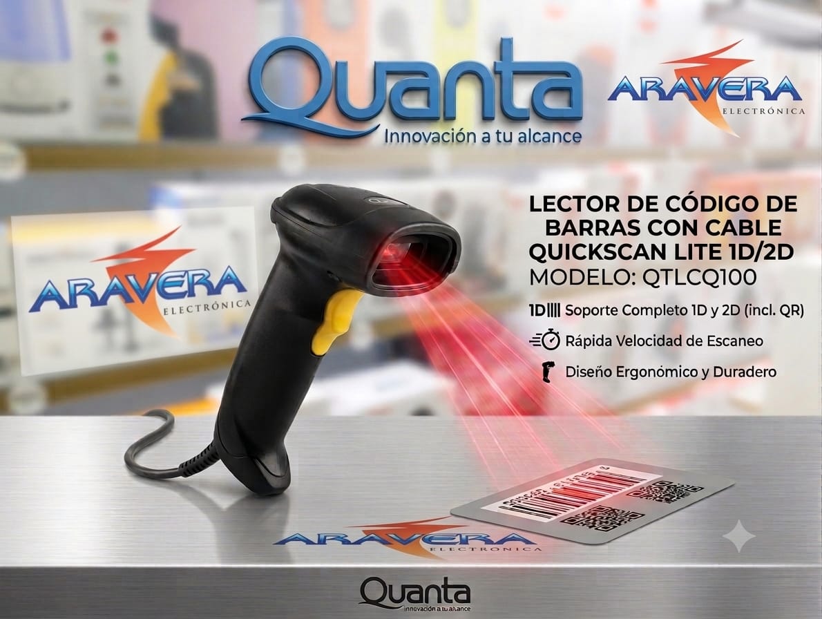 LECTOR DE CODIGO BARRA QUANTA QTLCQ100 CON CABLE