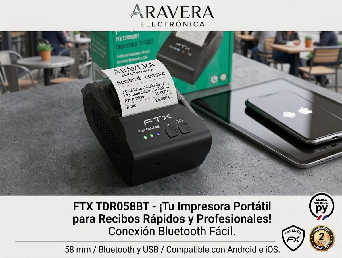 IMPRESORA FTX TDR058BT USB BLUETOOTH TERMICA PORTATIL
