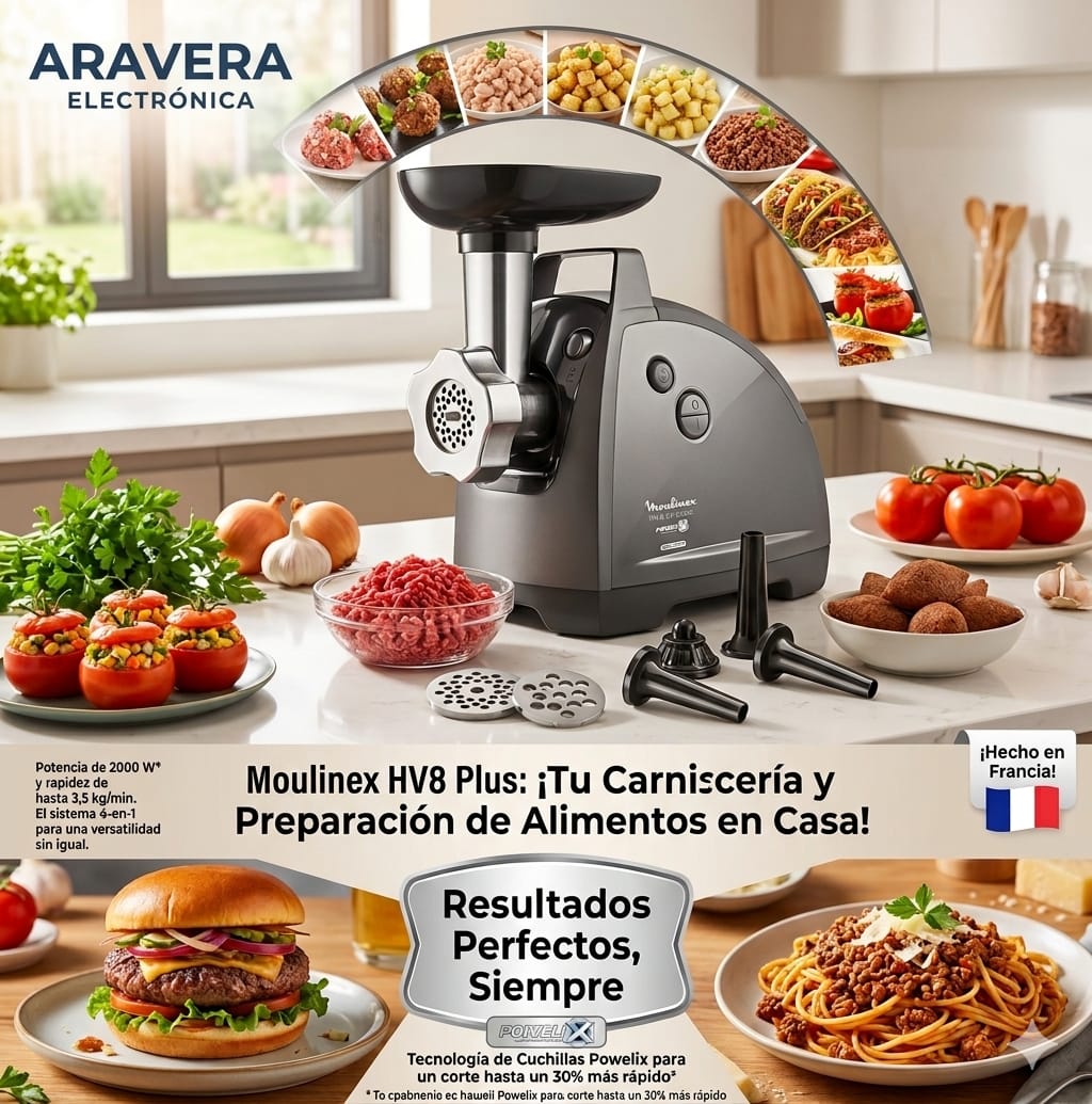 MOLEDOR DE CARNE MOULINEX HV8 PLUS 2000W 4 EN 1