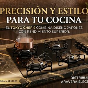 ANAFE TOKYO A GAS CHEFF4 4 HORALLAS VIDRIO CON ENCENDIDO