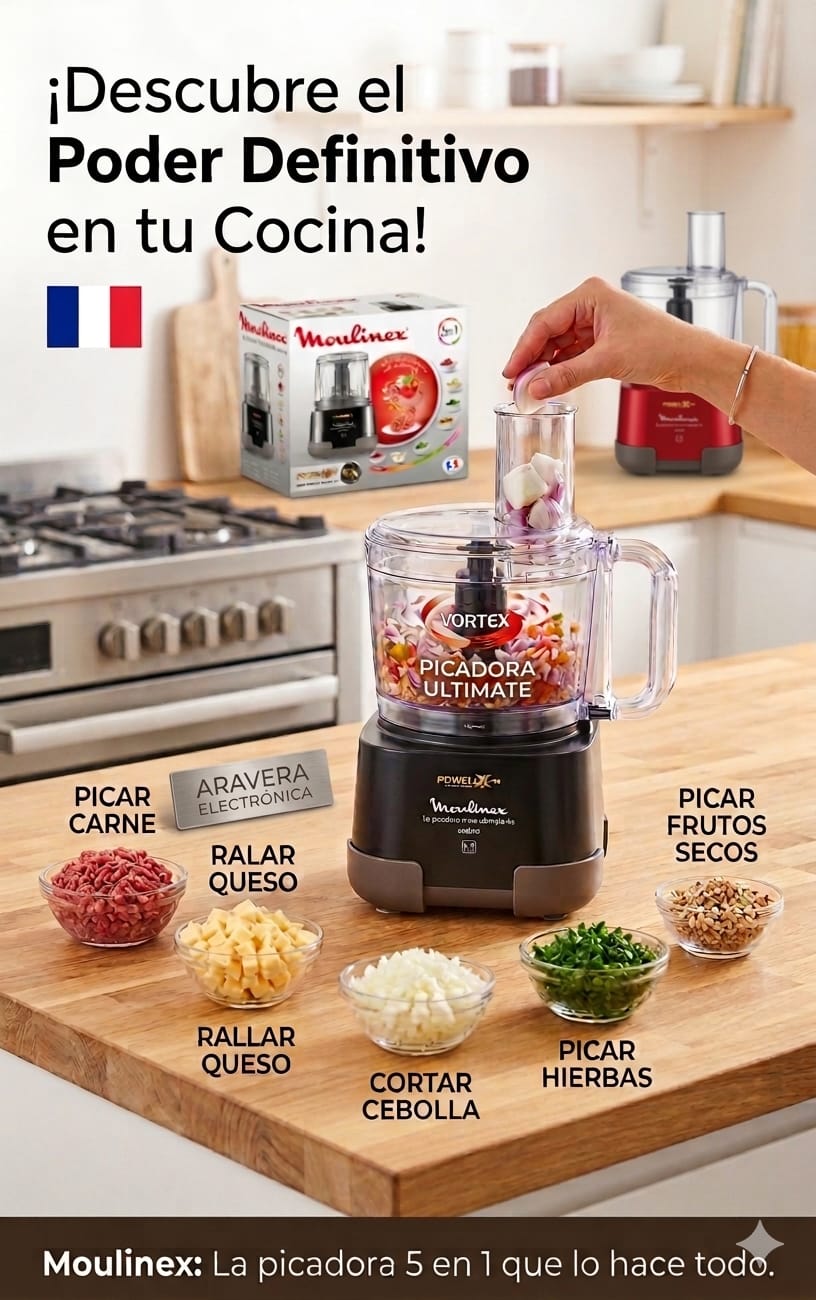PICADORA MOULINEX MOD 1-2-3 DP810855 NEGRO 1000W