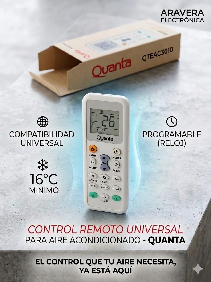 CONTROL UNIVERSAL QUANTA PARA AIRE QTEAC3010 - Imagen 2