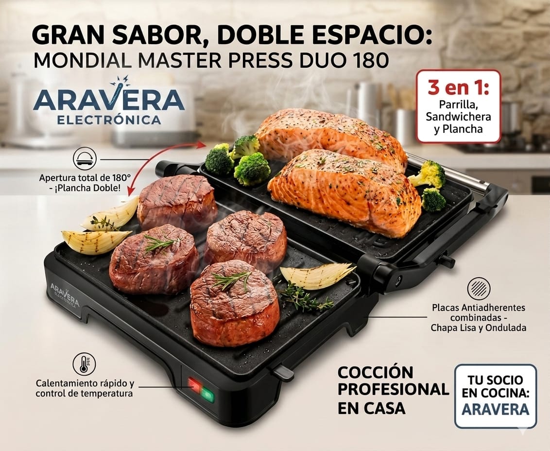 GRILL ELEC. MONDIAL 3 EN 1 PG-01-180
