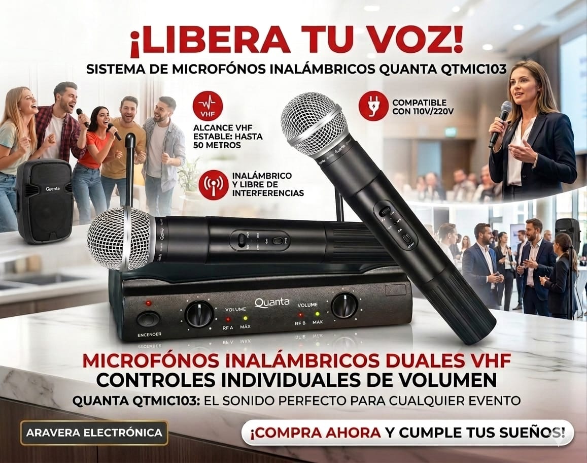 MICROFONO QUANTA QTMIC103 VHF 2 MICROFONOS