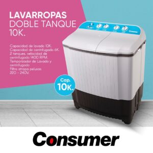 LAVARROPA CONSUMER DOBLE TANQUE 10 KG