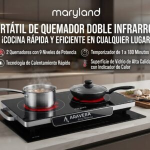 COCINA INFRARROJA MARYLAND 2 HORNALLAS NEGRO MR-5002