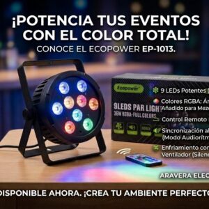 LUZ DE DISCO ECOPOWER EP-1013 TACHO RGB 9 LEDS