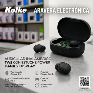 AURICULAR KOLKE KAB-624 NEGRO BLUETOOTH INALAMBRICO