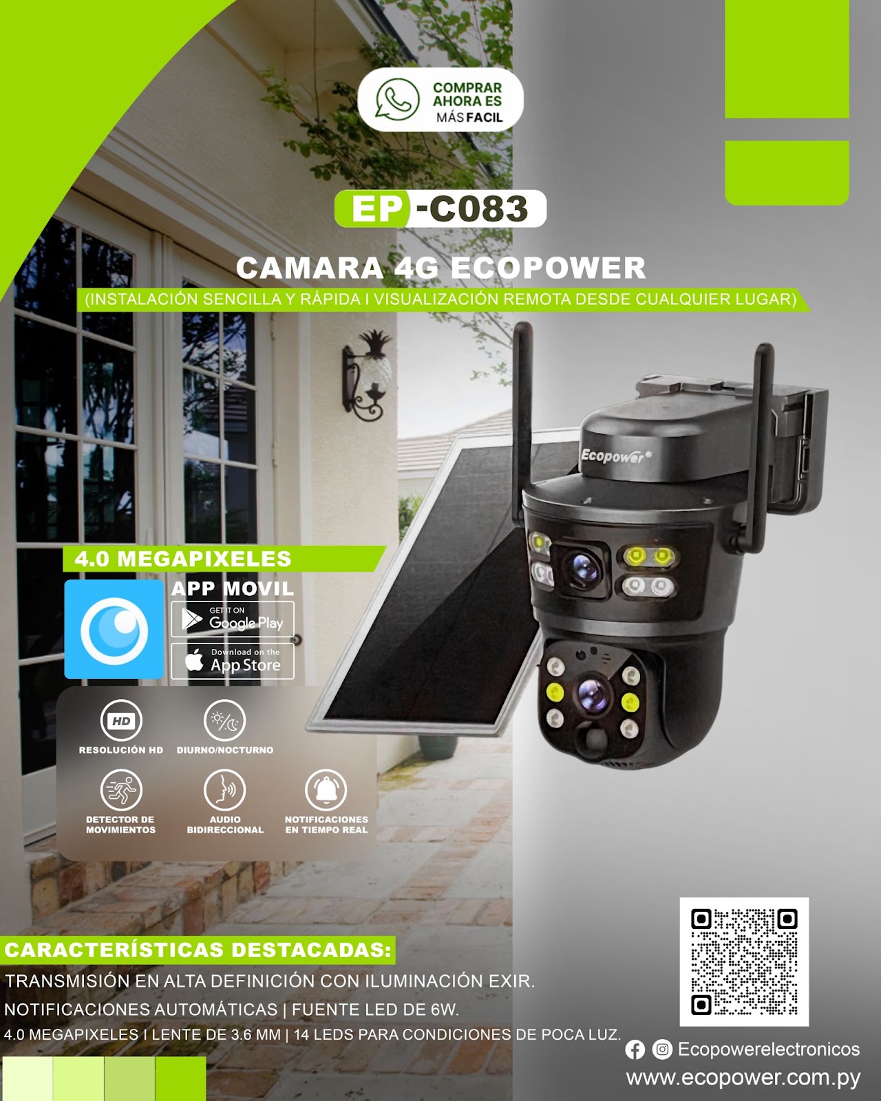CAMARA IP ECOPOWER EP-C083 4G SOLAR - Imagen 2