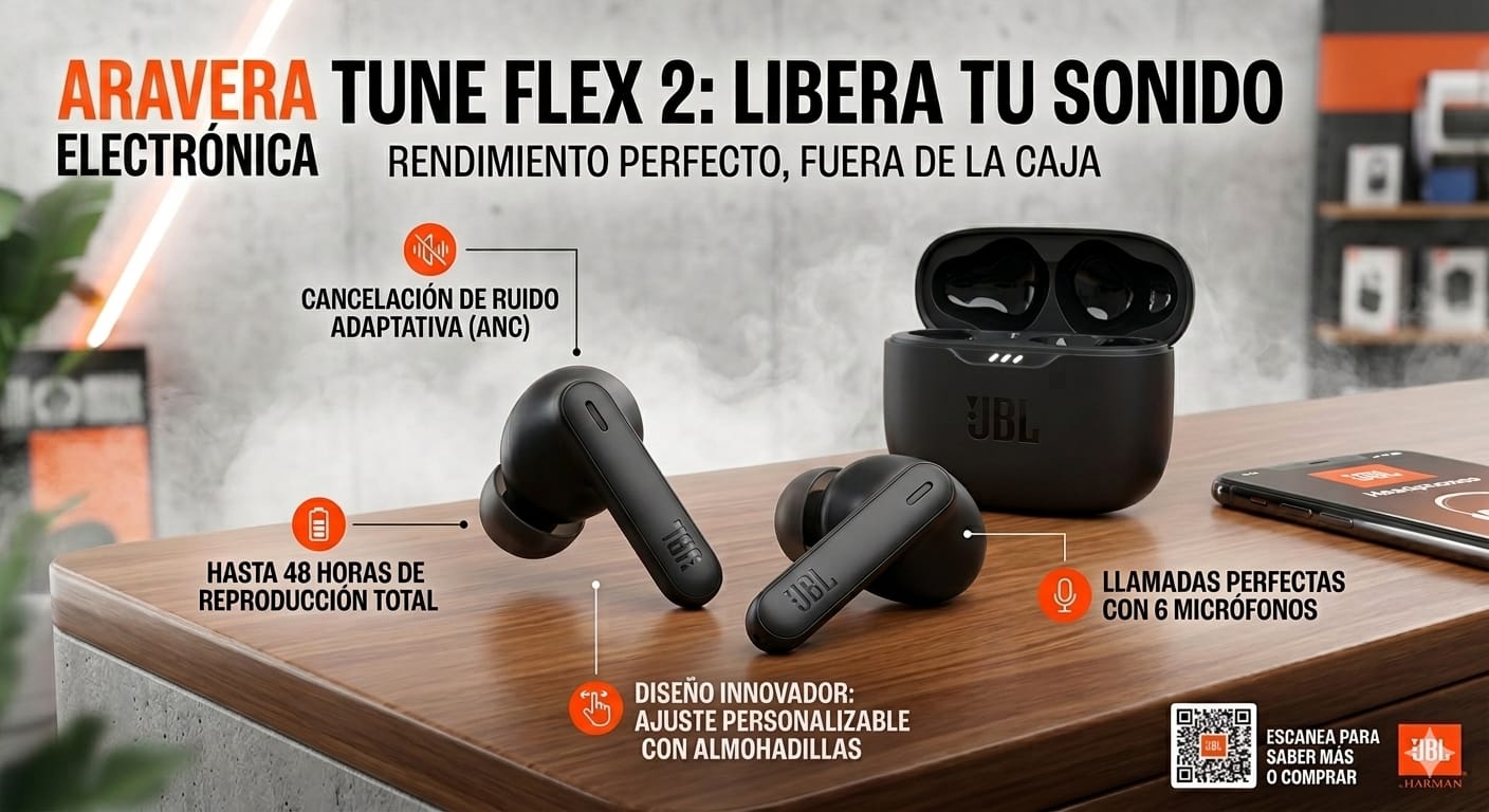 AUDIFONO JBL TUNE FLEX 2 NEGRO WIRELESS 48 HS