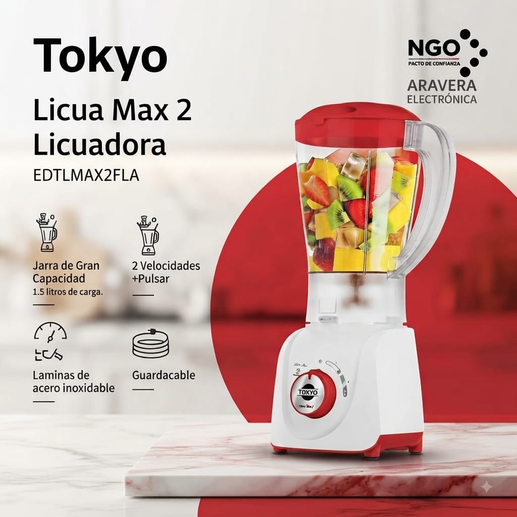 LICUADORA TOKYO LICUAMAX 2 VELOCIDADES EDTLMAX2FL