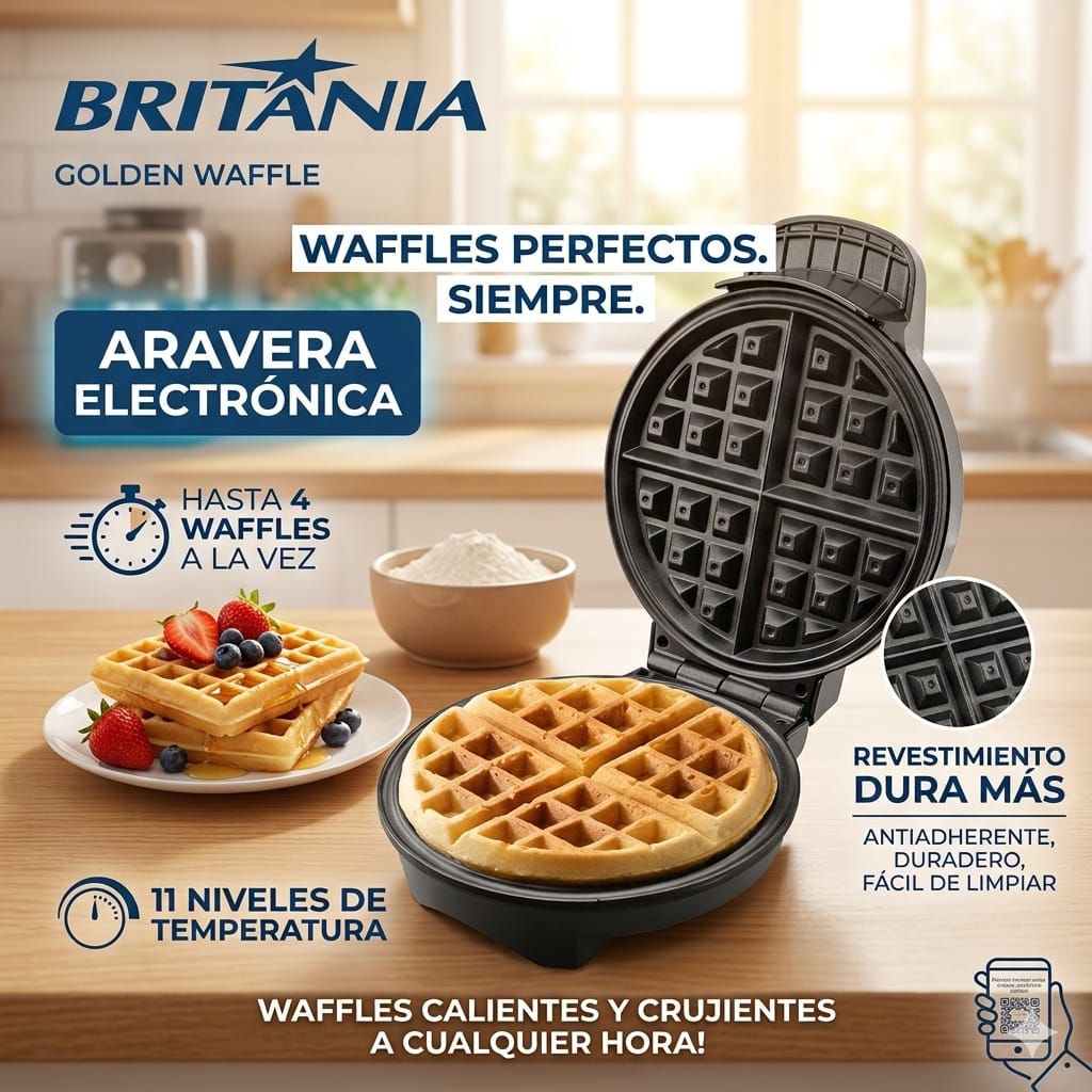 WAFFLERA BRITANIA GOLDEN WAFFLE 220V