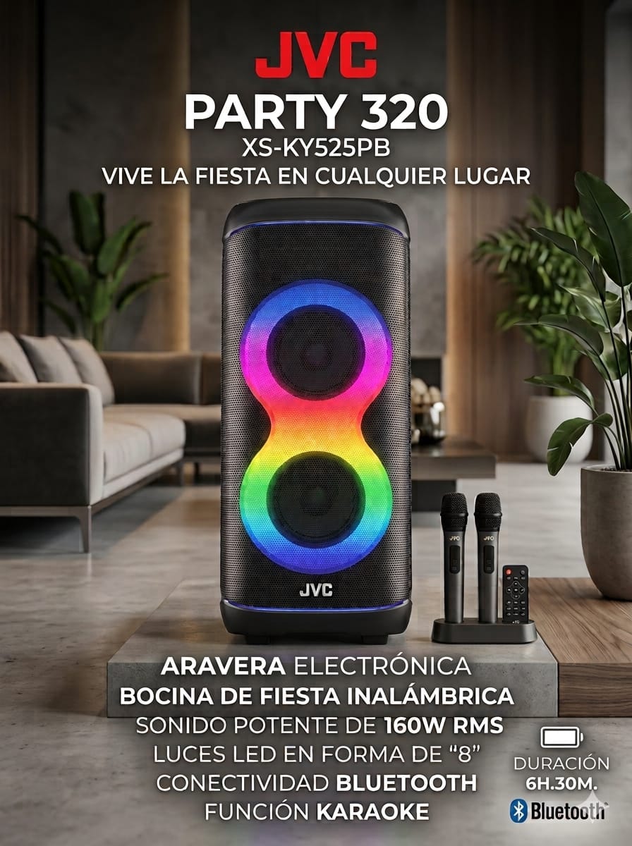 PARLANTE JVC XS-KY525PB 320W/BT/USB/IPX4 NEGRO
