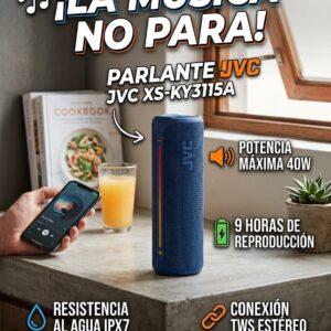 PARLANTE JVC XS-KY3115A 40W/BT/USB/IPX7 AZUL