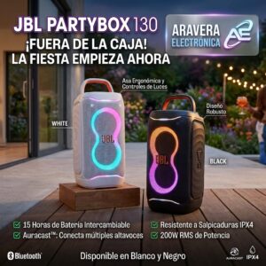 PARLANTE JBL PARTYBOX 130 CLUB NEGRO/BLANCO BLUETOOTH