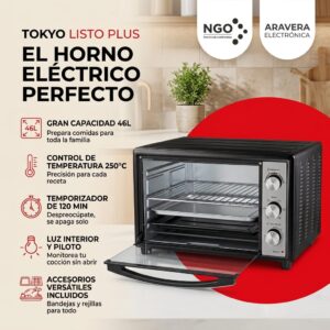 HORNO TOKYO MOD LISTO PLUS 46 LTS NEGRO